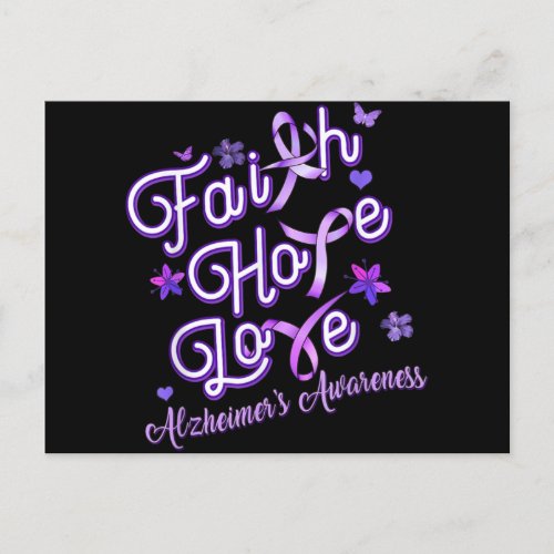 Alzheimers Awareness Purple Ribbon Products Faith Holiday Postcard