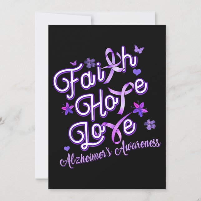 Alzheimer's Awareness Purple Ribbon Products Faith Invitation (Front)