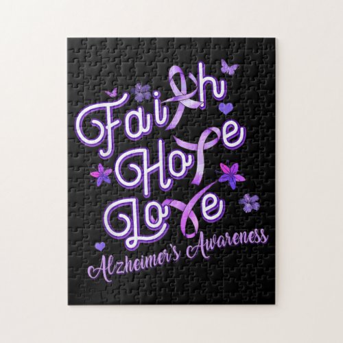 Alzheimers Awareness Purple Ribbon Products Faith Jigsaw Puzzle