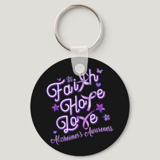 Alzheimer's Awareness Purple Ribbon Products Faith Keychain