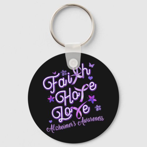 Alzheimers Awareness Purple Ribbon Products Faith Keychain