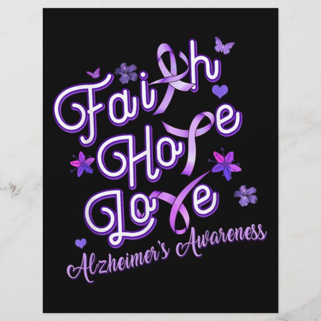 Alzheimer's Awareness Purple Ribbon Products Faith Letterhead (Front)
