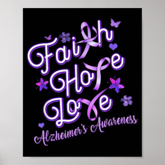 Alzheimer's Awareness Purple Ribbon Products Faith Poster