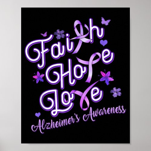 Alzheimers Awareness Purple Ribbon Products Faith Poster