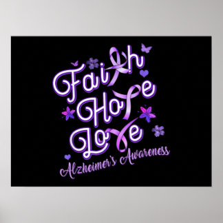 Alzheimer's Awareness Purple Ribbon Products Faith Poster
