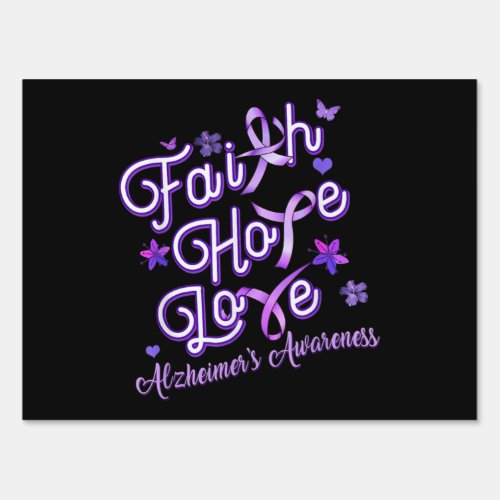 Alzheimers Awareness Purple Ribbon Products Faith Sign