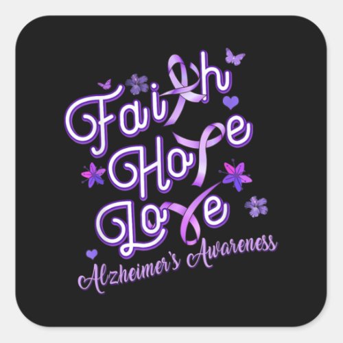 Alzheimers Awareness Purple Ribbon Products Faith Square Sticker
