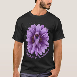 Alzheimer's Awareness Purple Ribbon Sunflower Supp T-Shirt