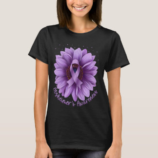 Alzheimer's Awareness Purple Ribbon Sunflower Supp T-Shirt