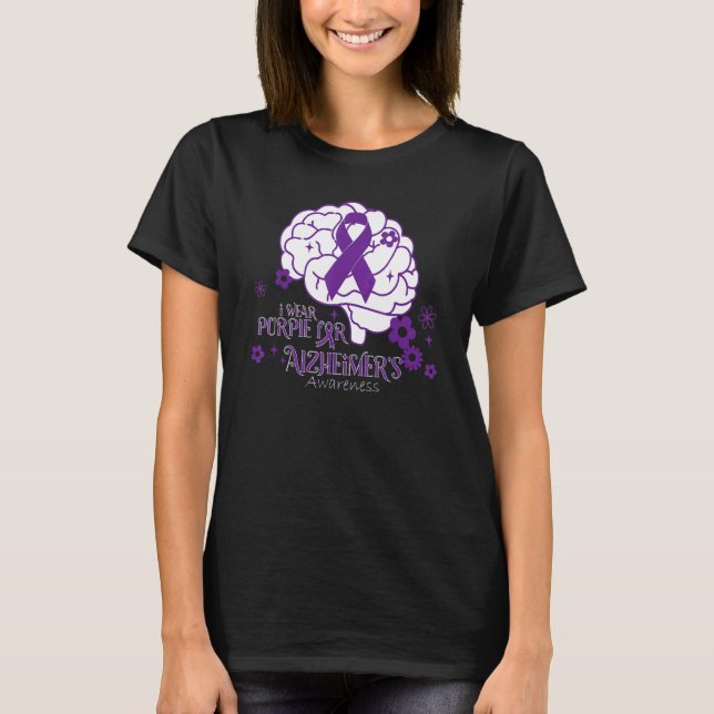 Alzheimer's Awareness Purple Ribbon T-Shirt (Front)
