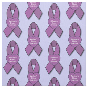 Alzheimer's Awareness Purple Ribbon with Heart Fabric