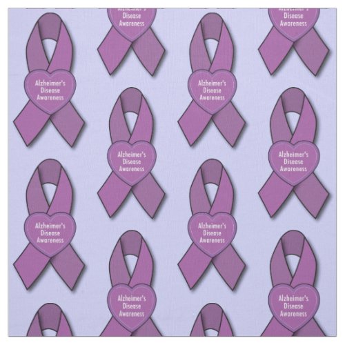 Alzheimers Awareness Purple Ribbon with Heart Fabric
