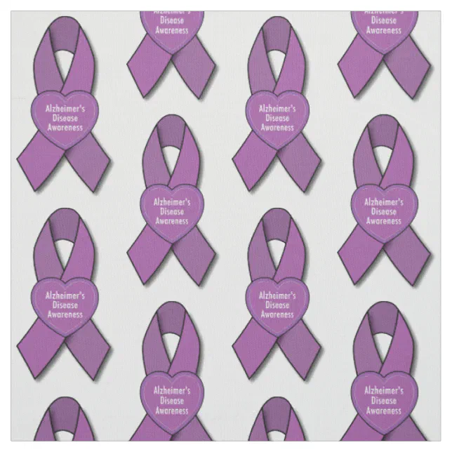 Alzheimer's Awareness Purple Ribbon with Heart Fabric | Zazzle