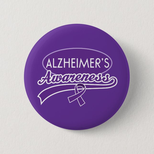 Alzheimer's Awareness Ribbon Pinback Button (Front)