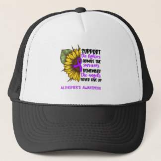 Alzheimer's Awareness Ribbon Support Gifts Trucker Hat