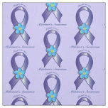 Alzheimer's Awareness Ribbon with Forget Me Not Fabric