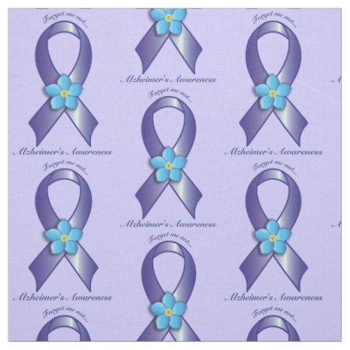 Alzheimers Awareness Ribbon with Forget Me Not Fabric