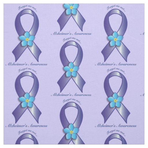 Alzheimer's Awareness Ribbon with Forget Me Not Fabric