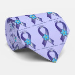 Alzheimer's Awareness Ribbon with Forget Me Not Tie