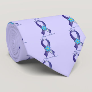 Alzheimer's Awareness Ribbon with Forget Me Not Tie