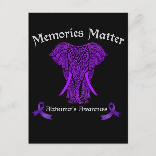 Alzheimers Awareness Support Memories Elephant Postcard