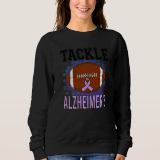Alzheimer's Awareness Tackle Football Purple Ribbo Sweatshirt