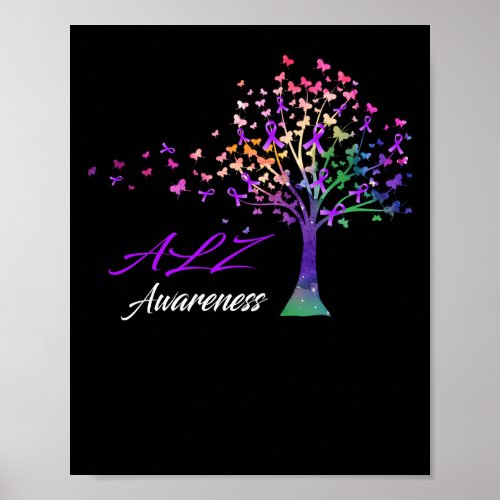 Alzheimers Awareness Tree Ribbons Alz Awareness Su Poster