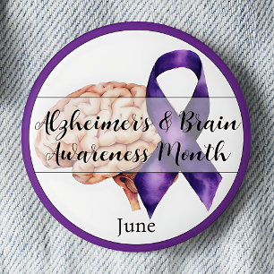 Alzheimer's & Brain Awareness Month June Brain Button