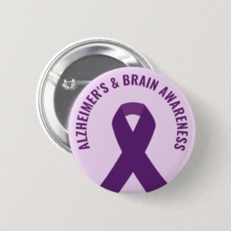 Alzheimer's & Brain Awareness Purple Ribbon Button