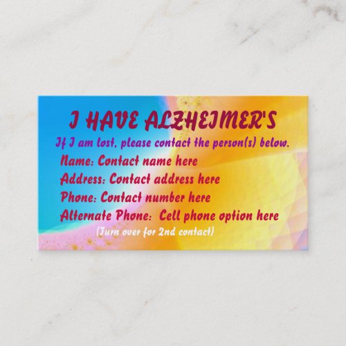 Alzheimers Contact lost Card