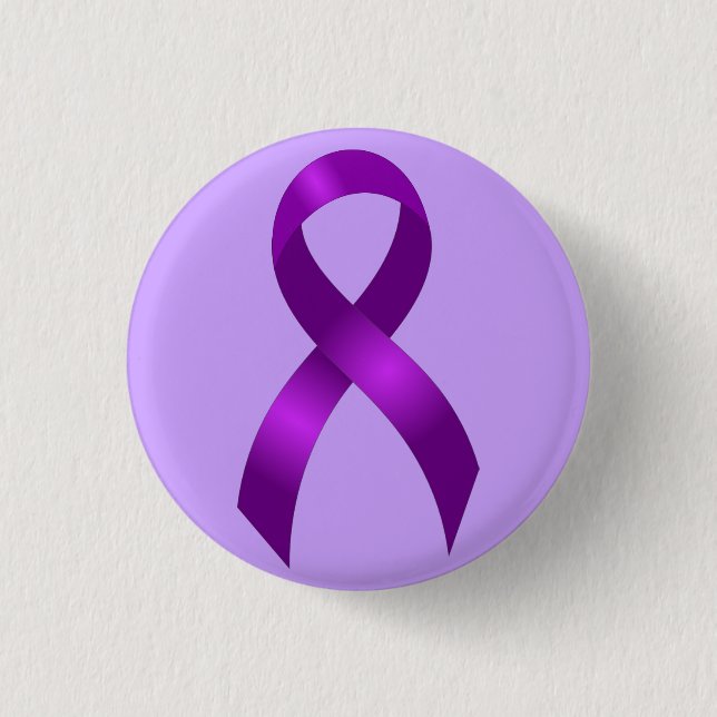 Alzheimers | Crohns & Colitis | Purple Ribbon Button (Front)
