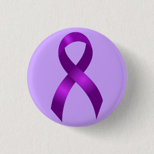 Alzheimers Crohns & Colitis Purple Ribbon Button
