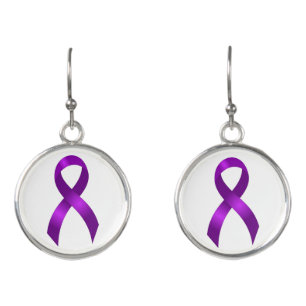 Alzheimers   Crohns & Colitis   Purple Ribbon Earrings