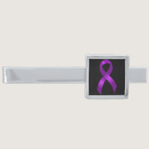 Alzheimer's | Crohn's & Colitis - Purple Ribbon Silver Finish Tie Bar