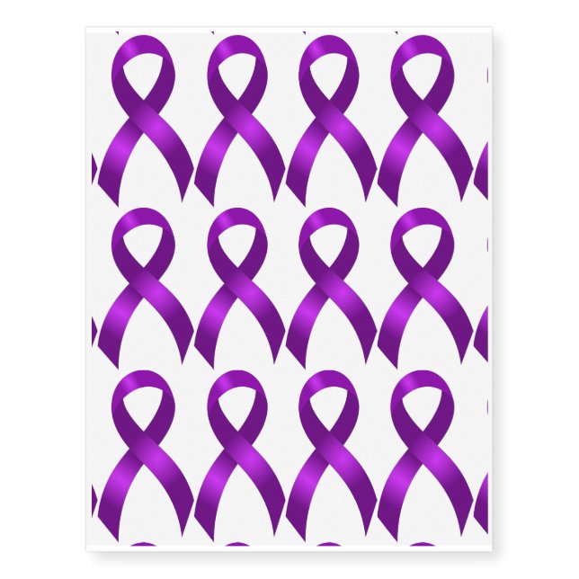 Alzheimers | Crohns & Colitis | Purple Ribbon Temporary Tattoos (Front)