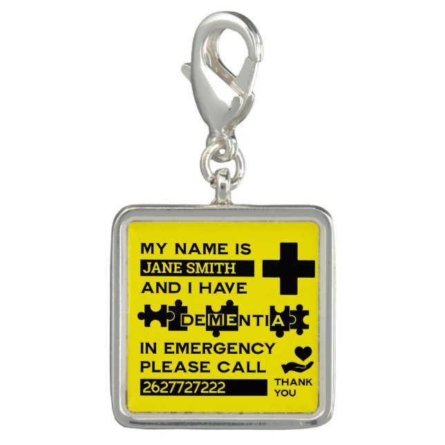  Alzheimer's Dementia Alert Charm (Front)