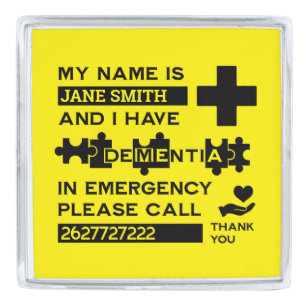 Alzheimer's Dementia Alert Silver Finish Lapel Pin
