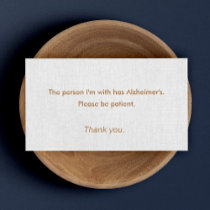 Alzheimer's Dementia Patience Information Business Card