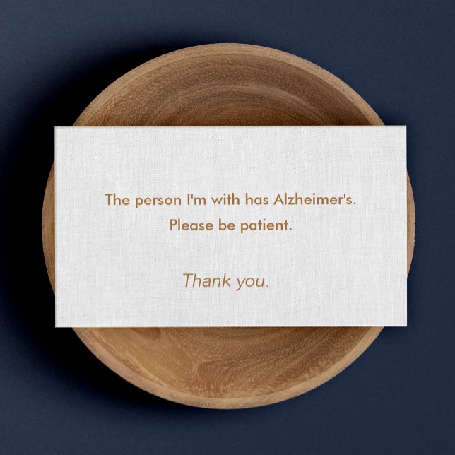Alzheimer's Dementia Patience Information Business Card (Creator Uploaded)
