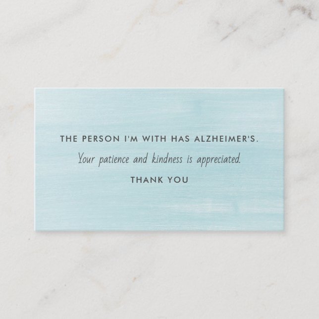Alzheimer's Dementia Patience Kindness Information Business Card (Front)