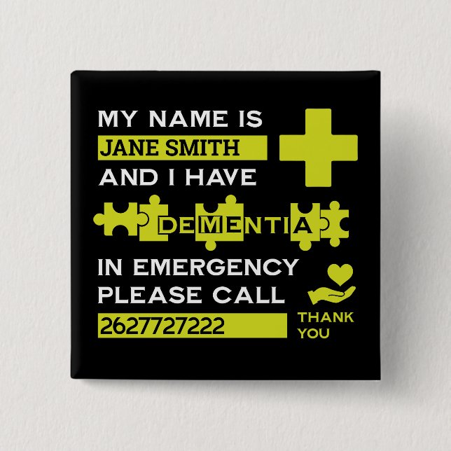  Alzheimer's Disease Alert Button (Front)