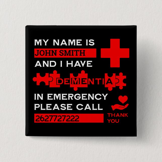  Alzheimer's Disease Alert Button (Front)