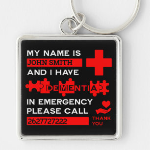 Alzheimer's Disease Alert Keychain