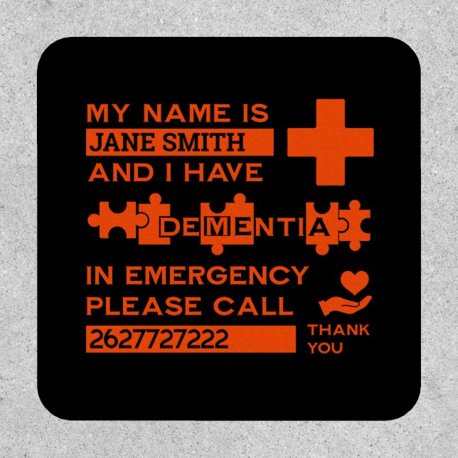  Alzheimer's Disease Alert Patch (Front)