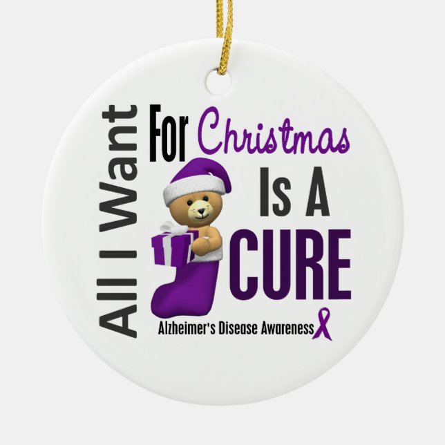 Alzheimer's Disease All I Want Christmas Ornaments (Front)