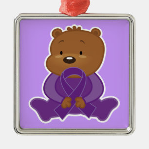 Alzheimers Disease Awareness Bear Keepsake Metal Ornament