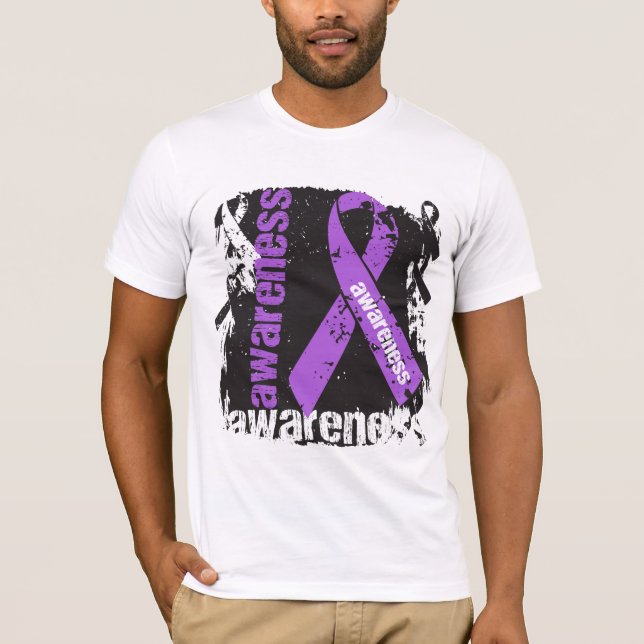 Alzheimers Disease Awareness Grunge Ribbon T-Shirt (Front)