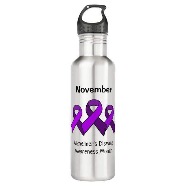  Alzheimer's Disease  Awareness Month - November   Stainless Steel Water Bottle (Front)