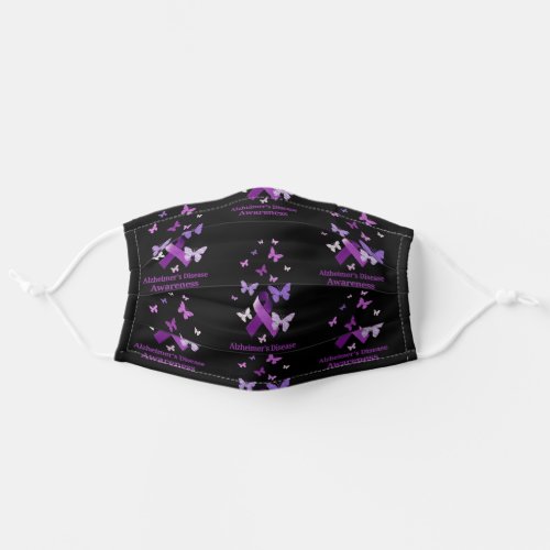 Alzheimers Disease Awareness Purple Ribbon Adult Cloth Face Mask