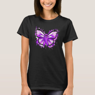 Alzheimers Disease Awareness Purple Ribbon Butterf T-Shirt
